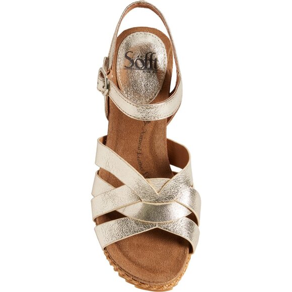 NEW Sofft Carlana Wedge Sandals - Leather  in Platino For Women 825 3s7 - Picture 3 of 5